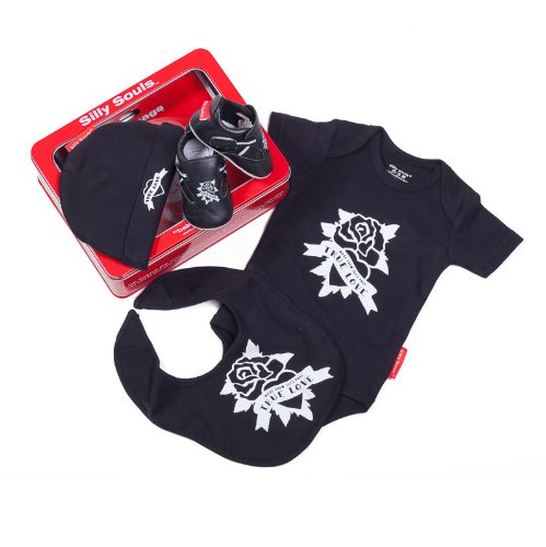 Silly Souls True Love 4-Piece Gift Set, Black/White, 6-12 Months