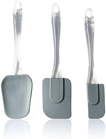 Grey spatula (3 pack) into Vesla 3-Piece Silicone Spatula Set Easy Flex Insulated Non-stick Heat Resistant Silicone Spatula for Kitchen Cooking Baking, Grey