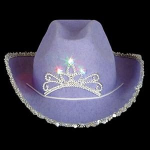 Children's Purple Blinking Tiara Cowboy Hat - 2 flashing lights