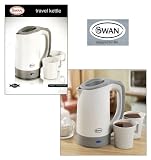 Swan Sk19010n 0.5l Travel Jug Kettle With Two Tea Cups In White