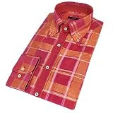 Bagutta Deep Red & Shimmering Orange Checked Dress Shirt