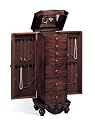 Cherry Brown Finish Wood Jewelry Armoire Cabinet Chest
