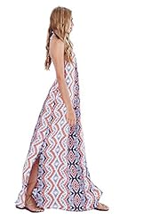 Halter Slit Sheer Open-Back General Print Fall Chiffon/Polyester Maxi Dress 