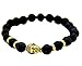 JY Jewelry Unisex Black Lava Energy Stone Beads with Gold Buddha Bracelets