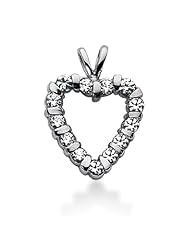 14K Gold Channel Bar set Diamond Heart Pendant (0.96 cttw, F - G Color, SI2 Clarity)