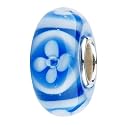Pandora trollbeads compatible sterling silver core Murano Glass Slide-on and Slide-off glass bead , 14 x 8mm. 5mm hole so fits most bracelets.