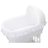 White Bastiste Bassinet: Bumper/Liner and Sheet