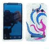 HTC EVO 4G Pink Bird with Blue Feather Crystal Diamond/Rhinestone/Bling HAR ....