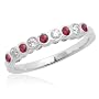 10k White or Yellow Gold Bezel-Set Round Ruby and Diamond Stack Ring