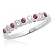 10k White Gold Bezel-Set Round Ruby and Diamond Stack Ring, Size 8