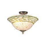 Dale Tiffany TH70655 Mosaic Semi-Flush Mount Light, Antique Brass and Mosaic Shade