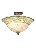 Dale Tiffany TH70655 Mosaic Semi-Flush Mount Light - Antique Brass and Mosaic Shade