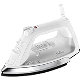 Sunbeam Classic 1200 Watt Mid-size Anti-Drip Non-Stick Soleplate Iron with Shot of Steam/Vertical Shot feature and 8' 360-degree Swivel Cord, White/Clear, GCSBCL-317-000