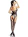Amoretu Womens Striped Lingerie Halter Bodysuits Suspender Bodystocking, Black1, One Size