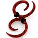 Pair 10 Gauge - Red & Black Swirl Pyrex Spiral Plugs