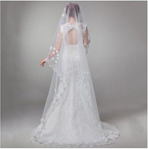 Hot Sale 1T1 Tier Rhinestone Magic Lace Flower Edge Bridal Wedding Veil (118"(Approx.300cm))