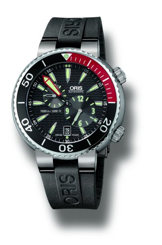 Oris Men s 7164RS TT1 Pro Diver 1000m Black Dial Rubber Strap Watch