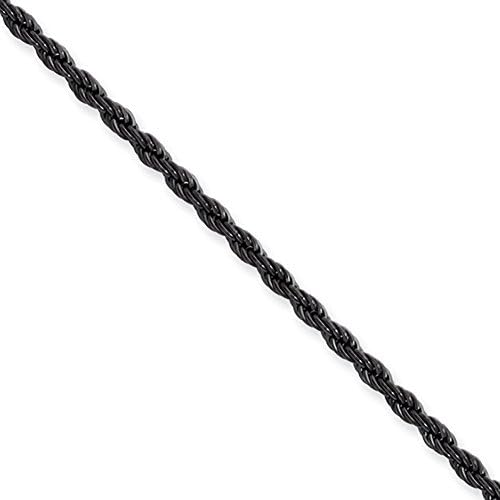 Stainless Steel Ion Plating Black-Plated Rope Chain, 24 inch x 2.3mm, Chains and Necklaces for Women