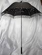 Elegant Black Parasol with Beaded Fringe