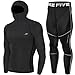 Mens Hoodie Mask Compression Base Layer Skin Tights Top & Pants Black Set