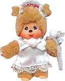 Monchhichi Girl in White Dress/blouse Plush Doll Keychain