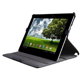 YooMee Asus Eee Pad Transformer PRIME TF201 Slimfit Black Leather Case Cover Folio with Multi-Angle Stand