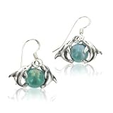 Sterling Silver Aqua Aura Crystal Ball Dolphin Earrings
