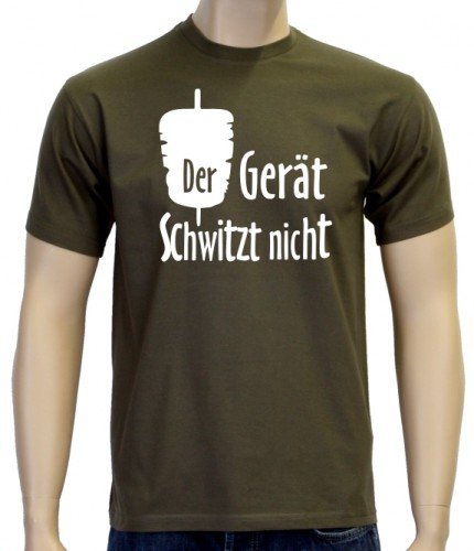 Coole-Fun-T-Shirts Herren T-Shirt Der Ger&auml;t schwitzt nicht ! D&ouml;ner, oliv-wei&szlig;, XXL, 10814_Oliv_weiss_GR.XXL