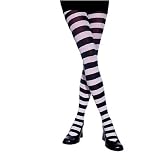 Wide Stripe Opaque Tights (Black/White;One Size)