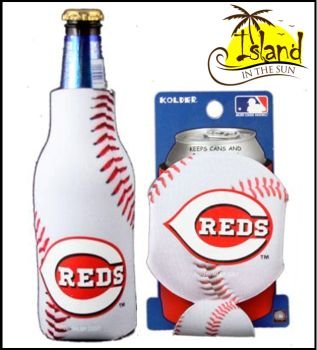 (2) CINCINNATI REDS MLB BASEBALL CAN & BOTTLE KOOZIE