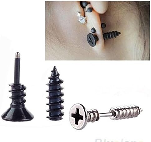 Te690 Gold Black Silver Color Single Fashion Unisex Fine Stainless Steel Whole Screw Stud Earrings for Men Women Novelty Item