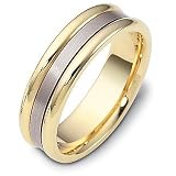 Stylish 6.5mm Platinum and 18 Karat Gold Comfort Fit Wedding Band Ring