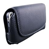 Black Leather Case Pouch with Belt Clip and Belt Loops for HTC myTouch 4G