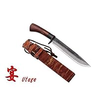 Utage, 8.27 in., Cherry Tree Skin & Oak, Wooden Sheath