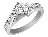 Diamond Channel Set Engagement Ring 1 Carat (ctw) in 14K White Gold (Certified)
