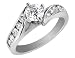 Diamond Channel Set Engagement Ring 3/4 Carat (ctw) in 14K White Gold (Certified)