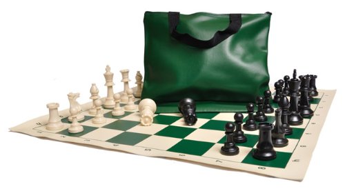 US Chess Federation's Standard Chess Set Combination with Triple Weighted Plastic Chessmen - BLACK
