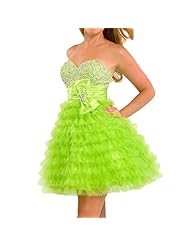 Strapless Polyester Sweetheart Cocktail  Sequined Beaded  Lace-Up Tiered  Homecoming Dress  With a Bow(s) and Rhinestones and Ruffles