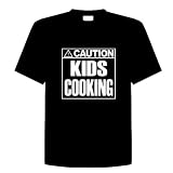 CAUTION KIDS COOKING Funny T-Shirt Novelty Kitchen, Cooking, Chef, Adult Tee Shirt Size (M) Medium; Great Gift Idea for Mens, Youth, Teens, & Adults