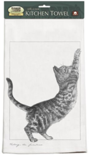 Black and White Testing the Furniture Cat Kittens Set 2 Dish KITCHEN TOWELS Gift