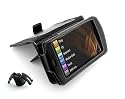 Tuff-Luv napa Leder Tasche im Flip Stil (Flip Style) f&uuml;r Archos 5 internet tablet (2009 model) (160GB - 500GB) mit Wrap M Kabelbinder Technik & Putzlappen