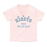 名前入り Tシャツ / ベビーサイズ [BT23] 90cm ライトピンク×ブルーロゴ 出産祝い 誕生日 プレゼント おしゃれな 名入れ ベビー服