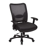 Mesh Back Big and Tall Ergonomic Chair with Leather Seat Black Mesh Back/Black Leather Seat