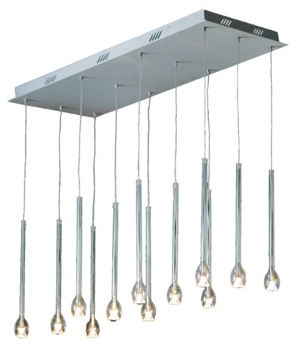 Eurofase 13473-013 Olsen 12-Light Pendant, Aluminum/Clear
