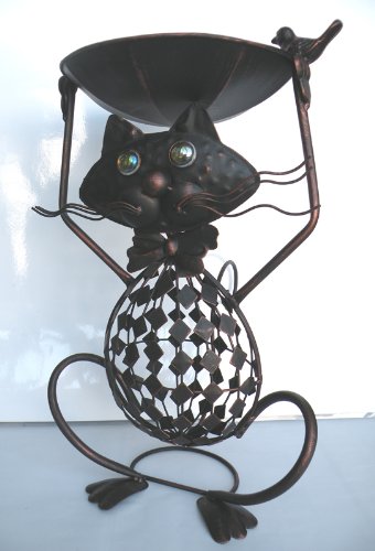 100% handmade-Antique Brass Handcrafted Figurine Cat w/Birds Water Feeder-Gorgesous,Elegant and Attractive for Outdoor or Indoor.Beautiful Rooster 17
