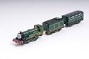 Trackmaster Railway System - Thomas and Friends Motorized Road and Rail Battery Powered Tank Engine : Emily the Stirling Engine with 1 Caboose and 1 Passenger Coach