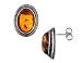 Oval Amber Gemstone Vintage Earrings in Sterling Silver .925