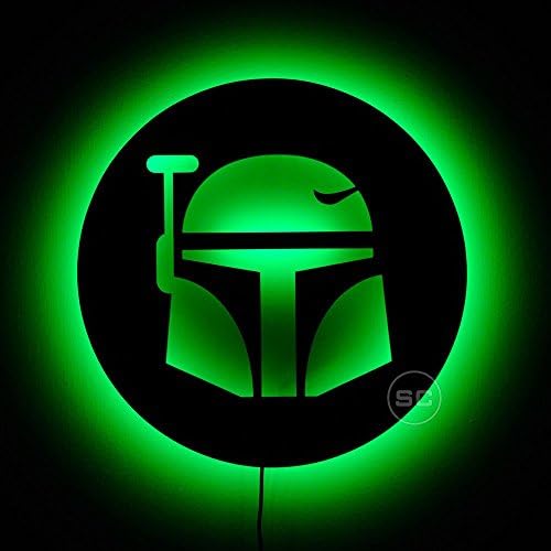Lighted Boba Fett Sign and Star Wars Night Light - Boba Fett Helmet Decoration