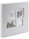 Walther UK-172 Babyalbum Little Foot mit Ausstanzung für persönlichen Namen, 60 weiße Seiten, 4 Seiten illustrierter Vorspann, 28 x 30,5 cm weiß, Geschenkbox creme