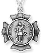 St. Florian Maltese Cross Medal,27" Endless, Stainless Steel Chain